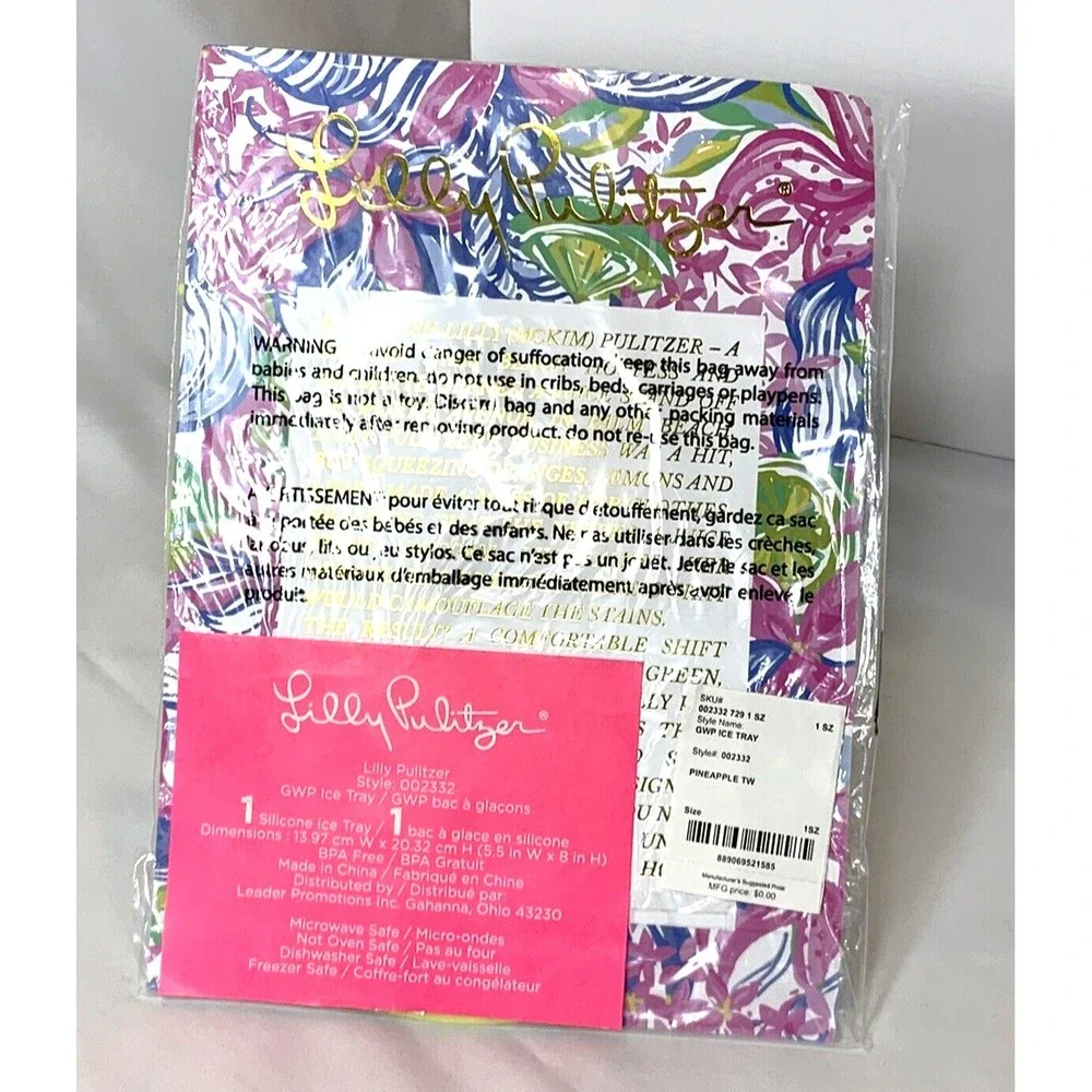 NEW Lilly Pulitzer Ice Cube Mold‎ Pineapple Silicone Tray Jello Candy Chocolate